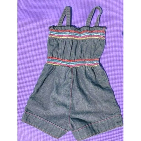 Carter's Size 18M 100% Cotton 1 Piece Shorts Set Straps Embroidered Butterflies - Picture 2 of 8